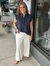 Wide Leg Trousers w Elastic Back Waist w 28.5" Inseam LM4665QR4