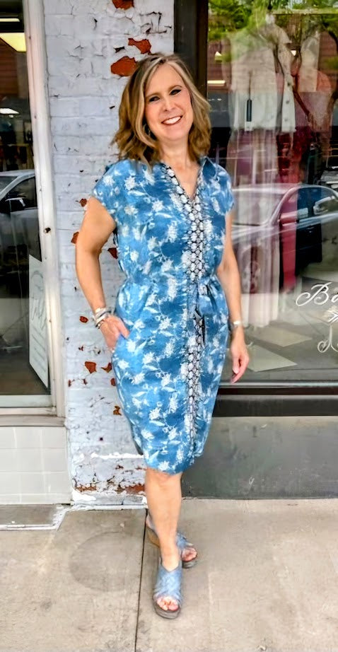 Collared Button Front Dress w Short Dolman Slv w Removable Belt LM8B42HE9P73