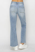 High Rise Patch Pocket Ankle Flare Jeans