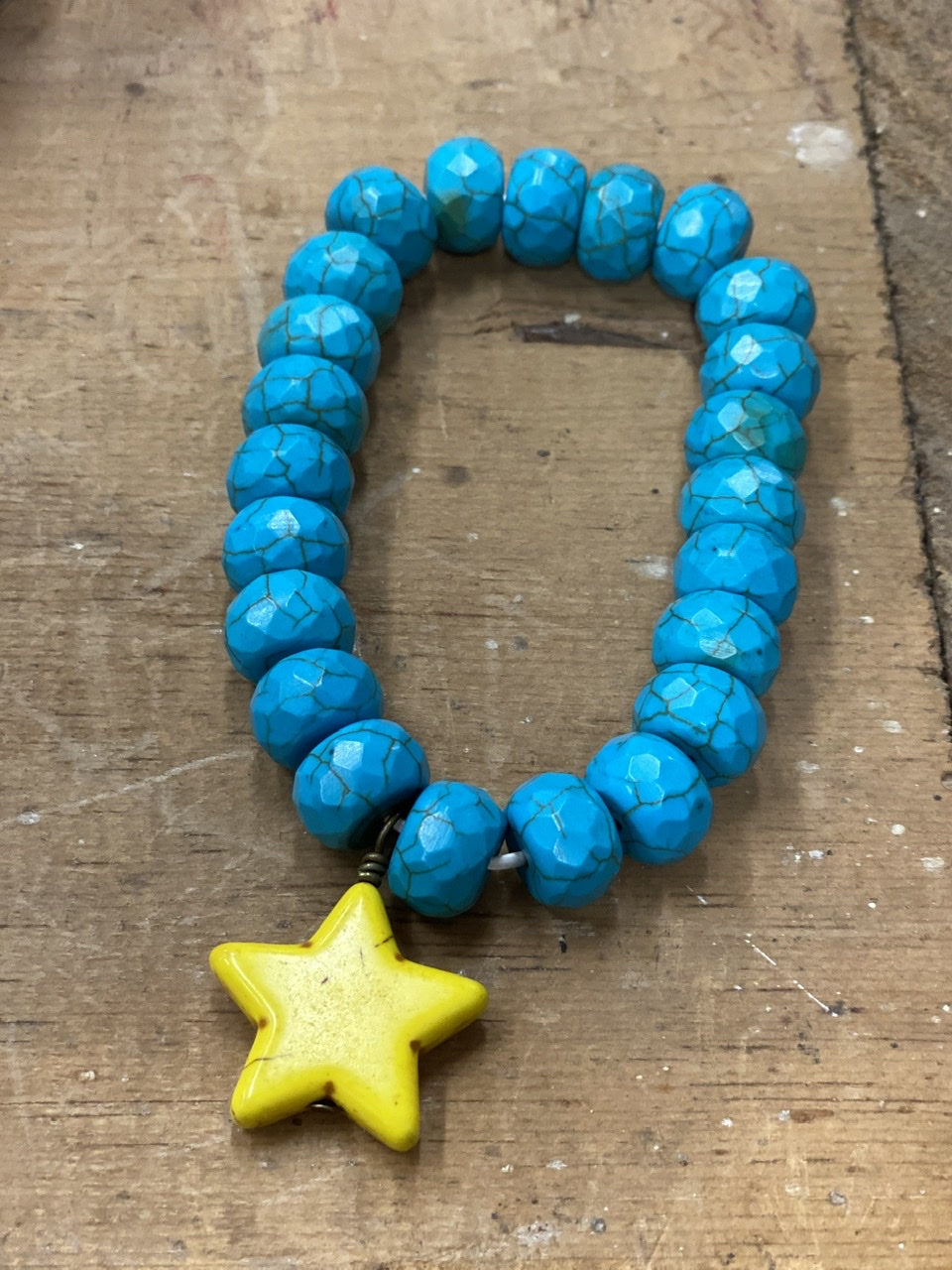 Turquoise Beaded Bracelet w Star Charm