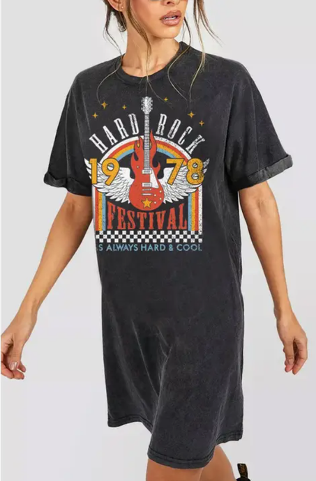 Hard Rock Festival 1978 Mineral Washed Graphic Dress