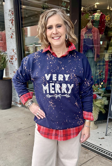 Very Merry Bleached Graphic Sweatshirt