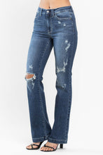 Mid Rise Hand Sand Destroyed Bootcut Jeans