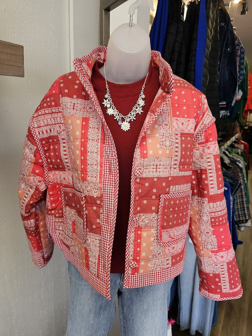 Waist Length Cropped Patchwork Quilted Jacket MJK4175