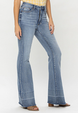 High Waisted Control Top Washed Release Hem Flare Jeans