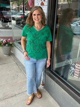 Soutache Braided Trim V Neck Mineral Wash T Shirt T25361TM