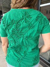 Soutache Braided Trim V Neck Mineral Wash T Shirt T25361TM