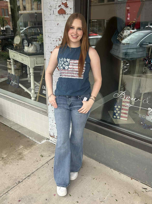 American Flag Mineral Wash Graphic Tank Top