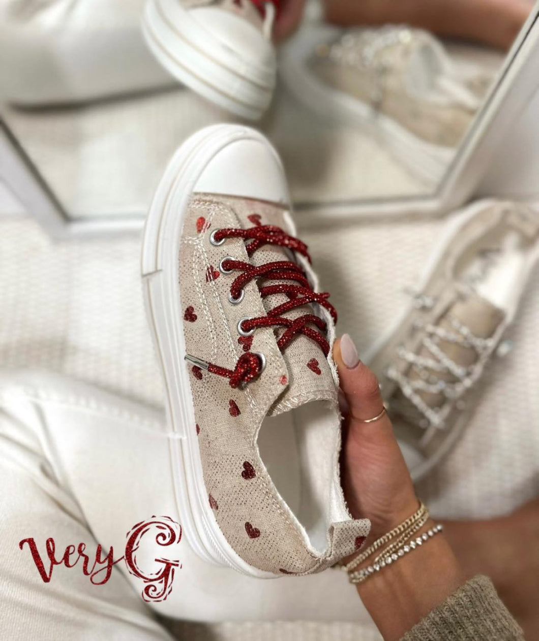 Aman Hearts Cooshy Tennis Shoes w Red Sparkle Laces VGSP0328