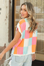 Multi Colored Checkered Sweater Vest Top