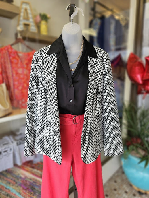 Unlined Batik Print Fitted Blazer LM1601M42P96