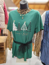 Merry N Bright Glitter Washed Women's Fit Short Slv Graphic Tee HL6899CR