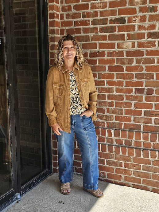 Cropped Front Seam Jeans w Pork Chop Pockets T35103PM