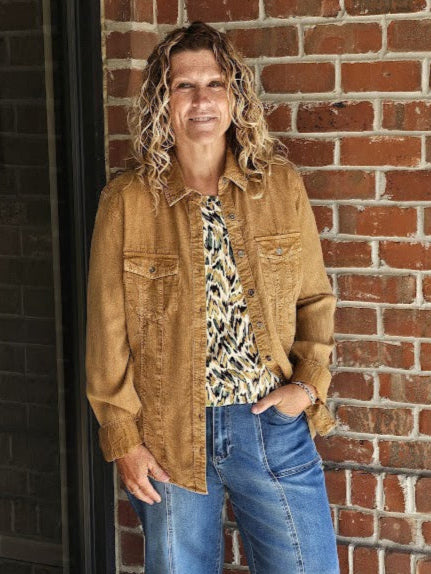Garment Dyed Button Down Long Slv Collared Shirt T35224BM