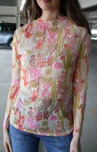 Long Slv Mesh Printed Top 1221