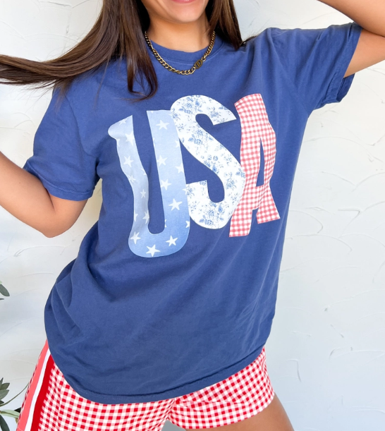 USA Picnic Short Slv Comfort Colors Tee