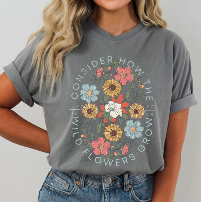 Consider the Wildflowers Comfort Colors Short Slv Graphic Tee