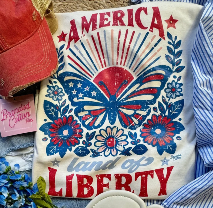 America Butterfly Short Slv Graphic Tee