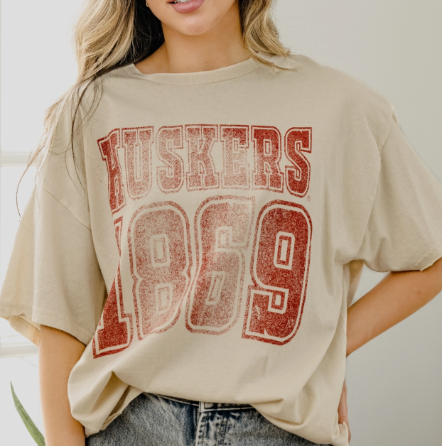 Nebraska Huskers Player Thrifted Short Slv Tee M2715