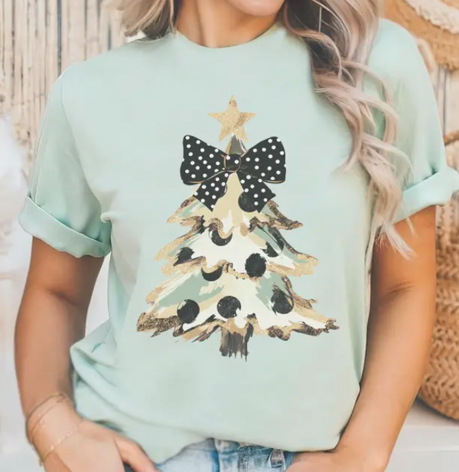 Christmas Camo Print Coquette Tree Holiday Graphic Tree
