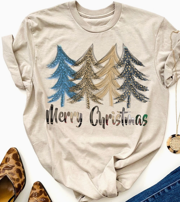 Merry Christmas Trees Vintage Graphic Tee
