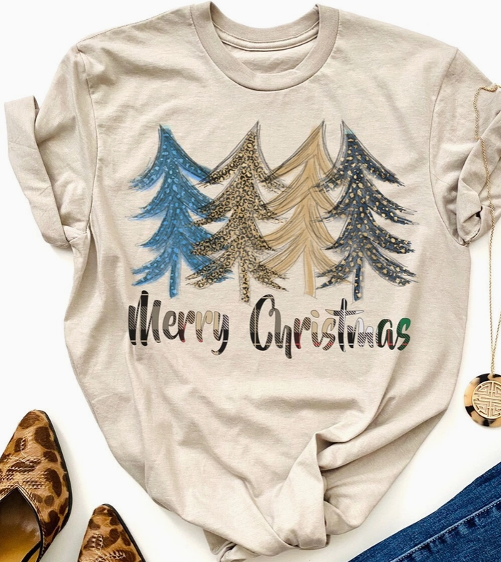 Merry Christmas Trees Vintage Graphic Tee