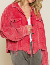 Corduroy Jacket w Unfinished Distressed Hem JFT399