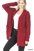 Popcorn Long Slv Sweater Cardigan w Pockets TW-1938