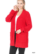 Popcorn Long Slv Sweater Cardigan w Pockets TW-1938