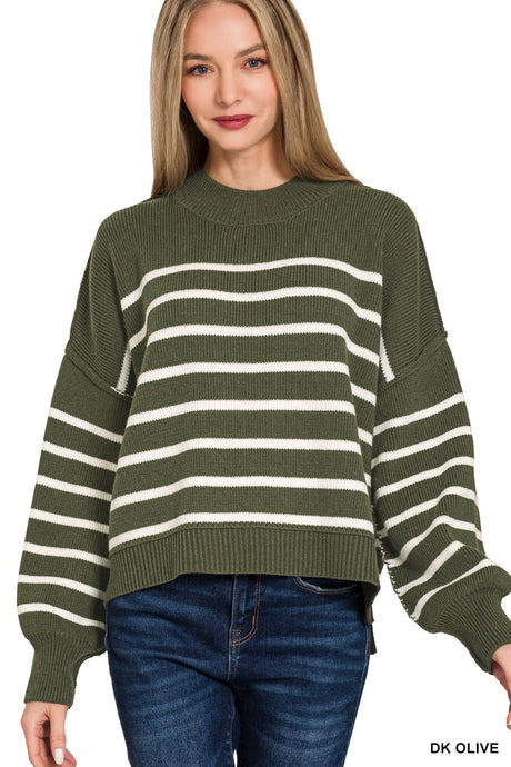 Exposed Seam Striped Oversized Sweater TW-2561A5