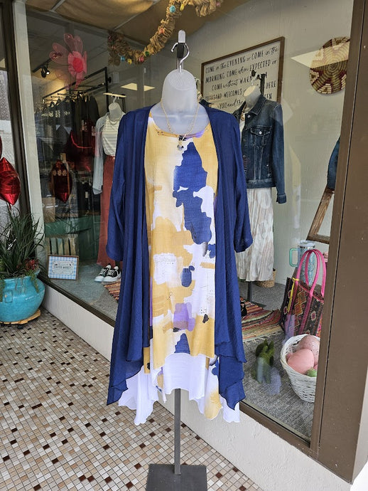Two Tier Layered Gauze Print Slvless Dress G506
