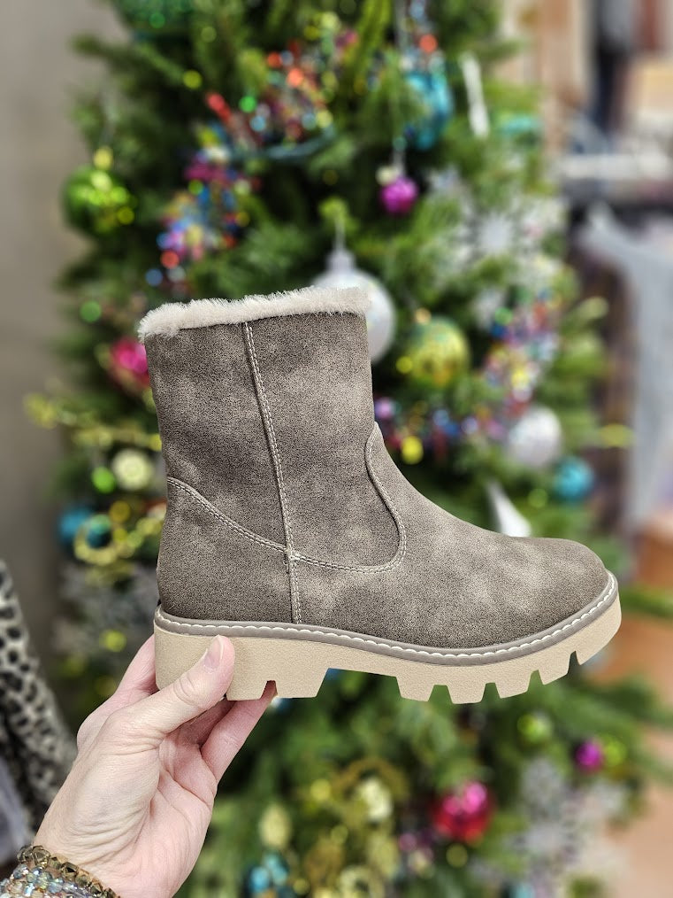 Marlo Side Zip Tall Fur Lined Booties w Thick Soles VGLB0524