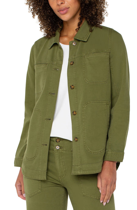 Button Down Long Shirt Jacket LM1A53QTA