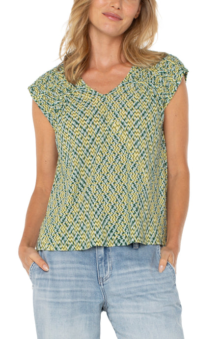 Dolman Short Slv Tie Back Pattern Knit Top LM8E84PK2P43