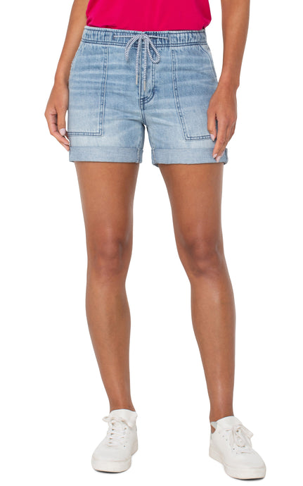 Rascal Elastic Waist Tie Shorts w Porkchop Pockets w Cuff Hem LM9335RD