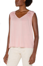 Sleeveless Shirred Shoulder Detail V Neck Knit Top LM8D93VMK