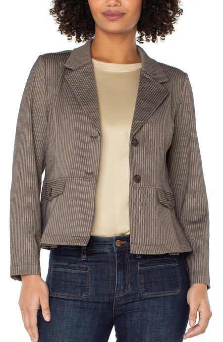 Fitted Patterned Button Down Peplum Blazer LM1C19TL43