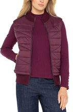 Slvless Quilted Front Ribbed Knit Zip Up Vest LM8E40SW53