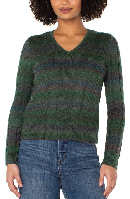 V Neck Pullover Long Drop Shoulder Slv Sweater LM8H67SR17