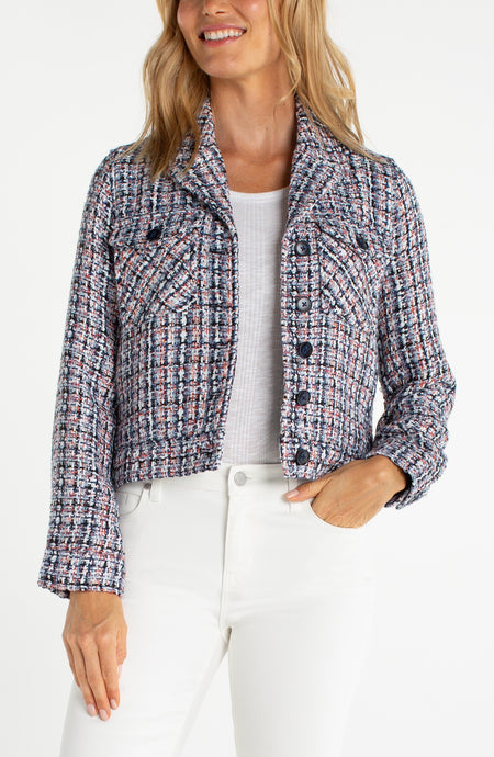 Button Front Woven Lined Waist Length Jacket LM1C69TR06