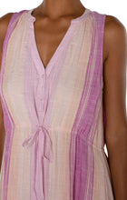 Striped Slvless Tiered Maxi Dress w Adjustable Tie Waist