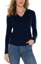 Ribbed Fitted Long Slv Collared Cut Out V Sweater LM8D41SK39