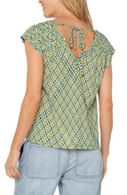 Dolman Short Slv Tie Back Pattern Knit Top LM8E84PK2P43