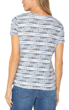 Striped V Pattern Short Slv Top w Scoop Neck LM8D17KU55P
