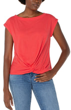 Short Slv Boat Neck Knot Front Knit Top LM8H26KA95