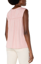 Sleeveless Shirred Shoulder Detail V Neck Knit Top LM8D93VMK