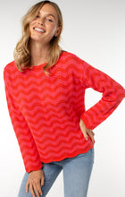 Long Slv Woven Wavy Stripe Boat Neck Sweater LM8F68SK64