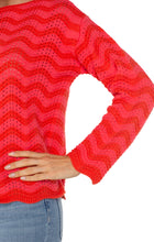 Long Slv Woven Wavy Stripe Boat Neck Sweater LM8F68SK64