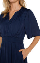 Tiered Short Slv Woven Maxi Dress w/Cut Out V Neck w/Elastic Waist LM8B08PS3