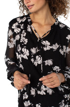 Floral Long Slv Popover Blouse w Tie Neck LM8J18VG1P92